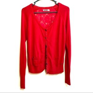 Garage Pink Lace Back Cardigan